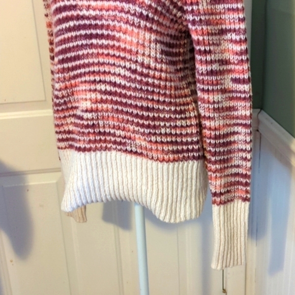 Loft Outlet Large Colorful Sweater Maroon Cream - Picture 3 of 10